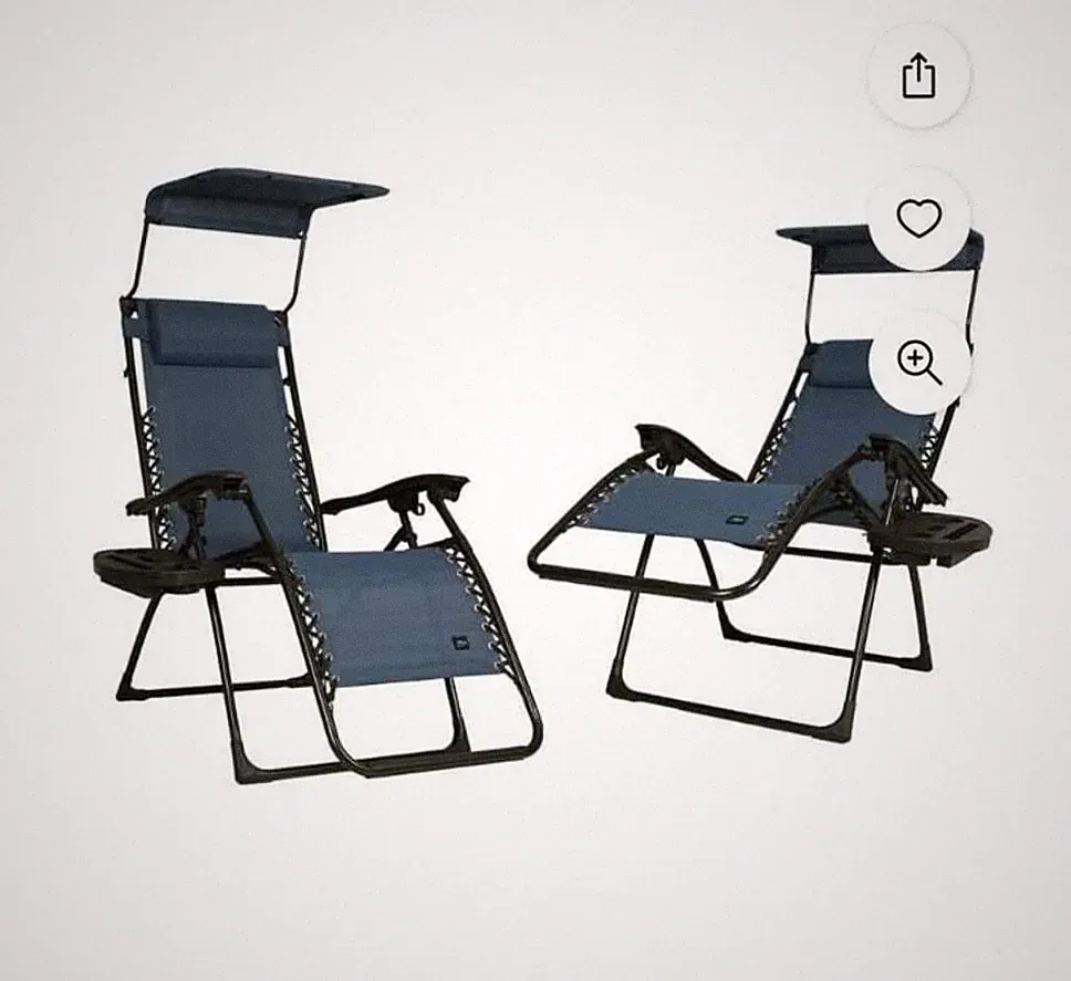 Bliss Hammocks 26" Wide Zero Gravity Chair w/ Adjustable Canopy Sun-Shade 2 Pack