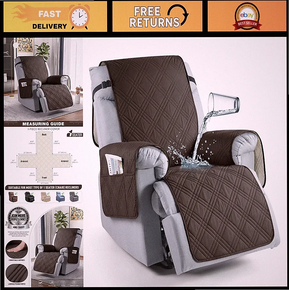 Waterproof Oversized Recliner Chair Cover 30" Wide, Furniture Protector for Kids